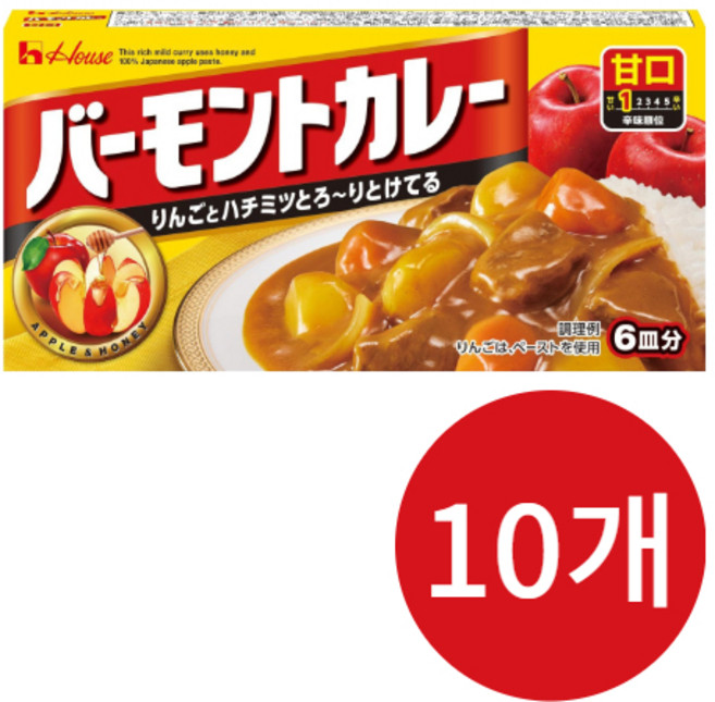 하우스푸드 바몬드 카레 순한맛, 10개, 115g