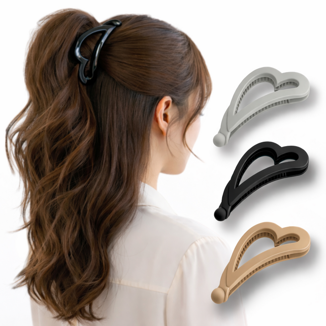 미룬토 하트모양 머리핀 바나나핀 헤어핀 집게핀 3종 한세트