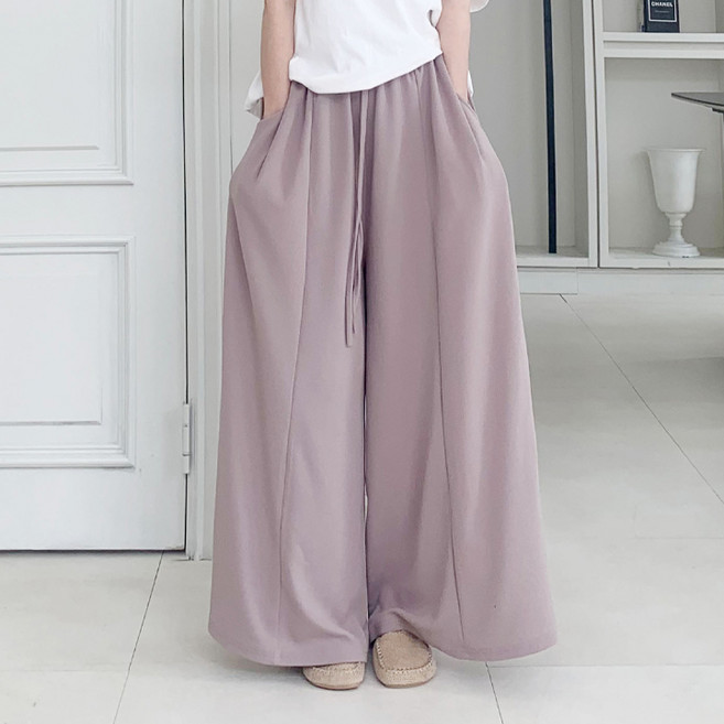 애플망고옷장 빅사이즈 테디 절개 와이드 치마바지 허리밴딩 통팬츠