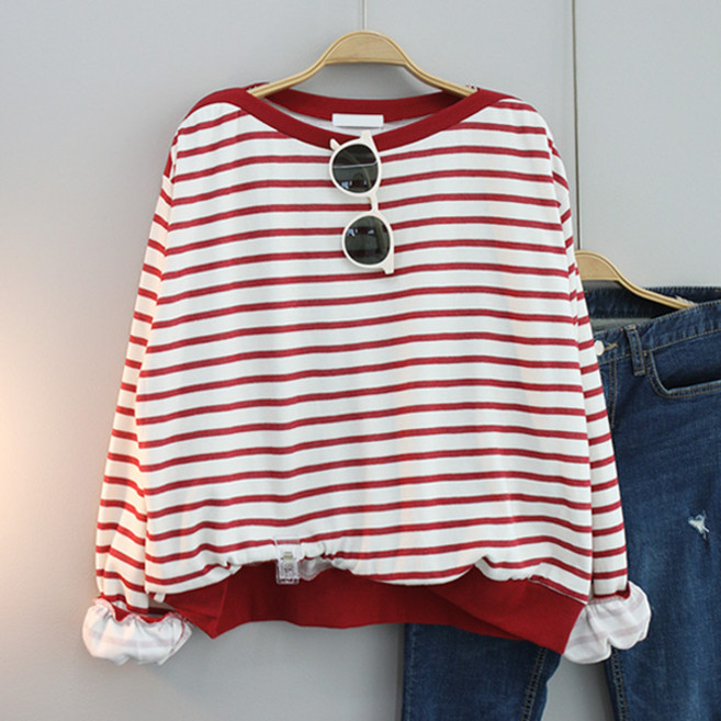 달콩 여성 입술넥티 빅사이즈 긴팔티 이유보트넥단가라맨투맨