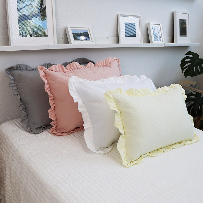 오라이프샵 프리미엄 코마사 순면 100% 체크 누빔 베개커버 2P