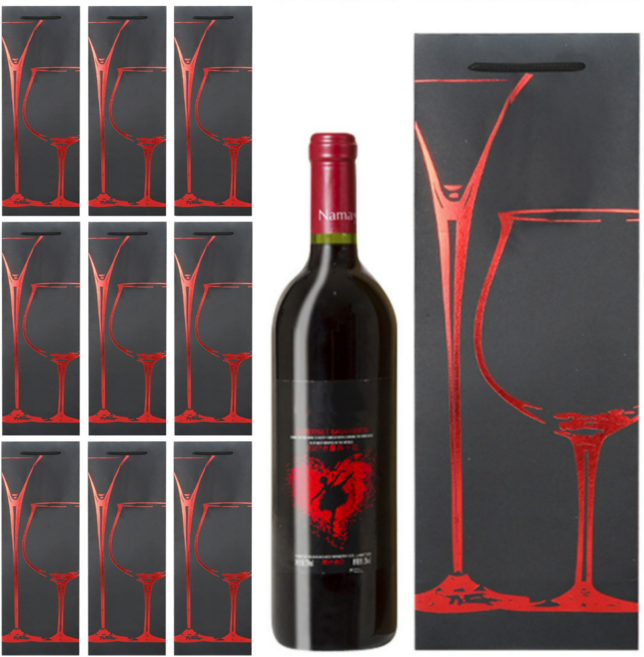 릴렉온 품격있는 와인 선물 포장 종이 쇼핑백, 10개, 레드