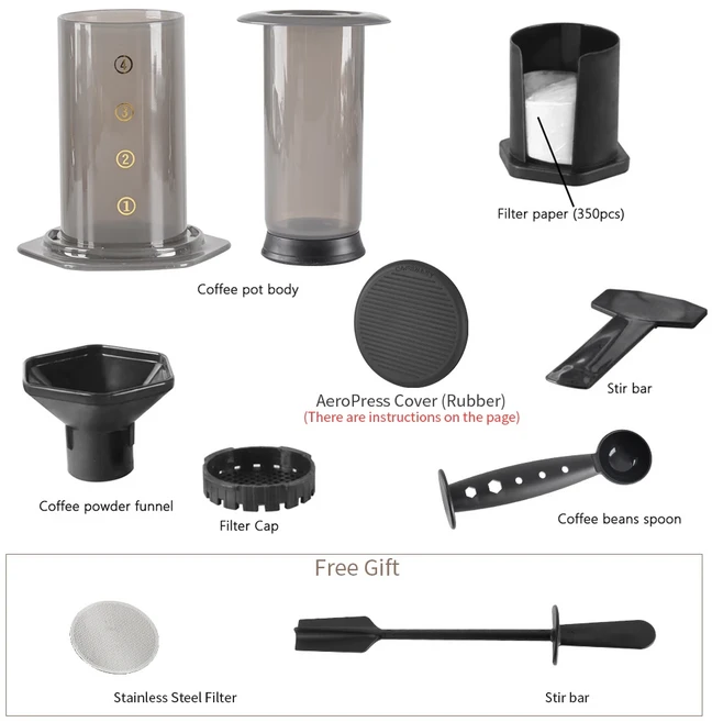 CAFEMASY 에스프레소 휴대용 커피 Aeropress Cafe 기계 프렌치 포트 (필터, 11 Aero press