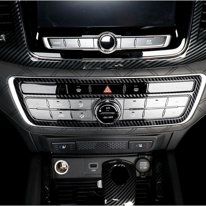 유투카 호환 올뉴 렉스턴 G4 렉스턴 에어컨 공조기 커버 우드 카본 몰딩 튜닝 용품, A타입 [카본] 에어컨 공조기 1pcs
