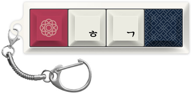 한국의 전통 K감성 민화 네모 키보드 키캡 키링 키체인 키홀더 키보드와 호환 가능, 청축, 전통문양