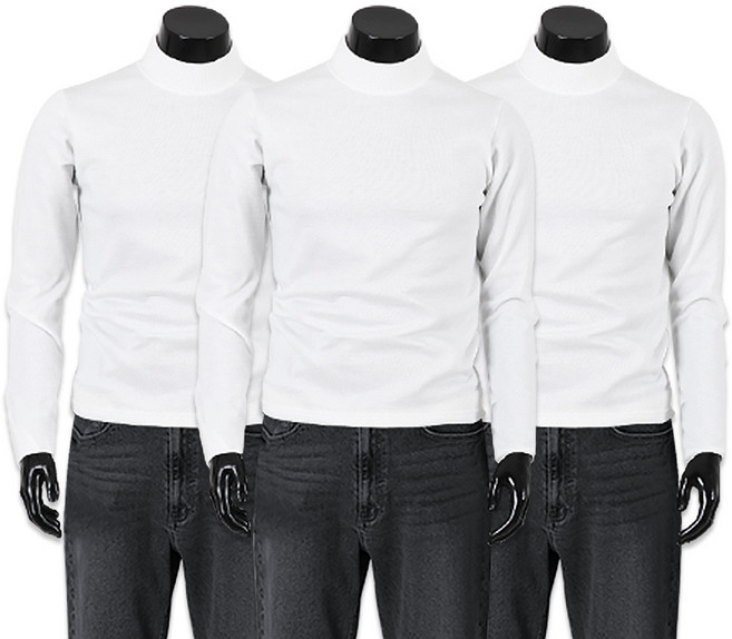 제네브 [1+1+1] 3장기획세트상품 / 남여공용 국내생산 S~3XL 면TC 반목폴라 티셔츠 3종세트