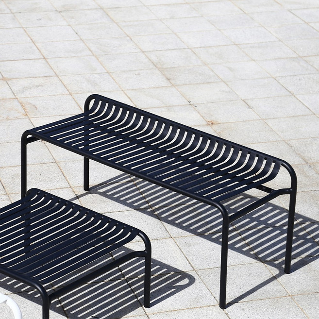 링컨 평벤치의자 야외 카페 테라스 공원 철제 벤치, 블랙
