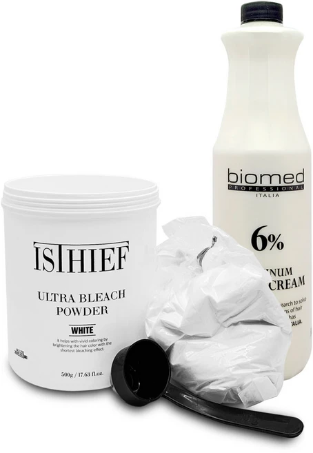 이스티프 모발보호제첨가 울트라 블리치 파우더 탈색제 500g 산화제세트, 1개 - 쿠팡