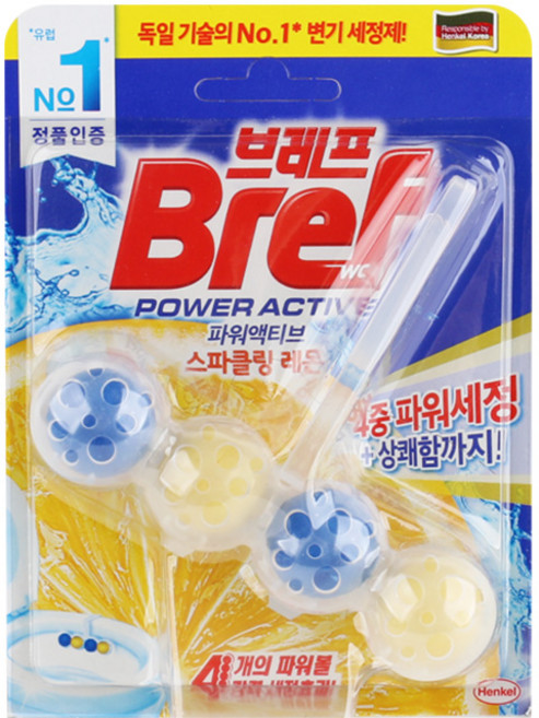 브레프 파워액티브 4중 파워세정+상쾌함 변기세정제(레몬향 오션향 파인향 라벤더향), 브레프 파워액티브(오션향), 50g, 1개