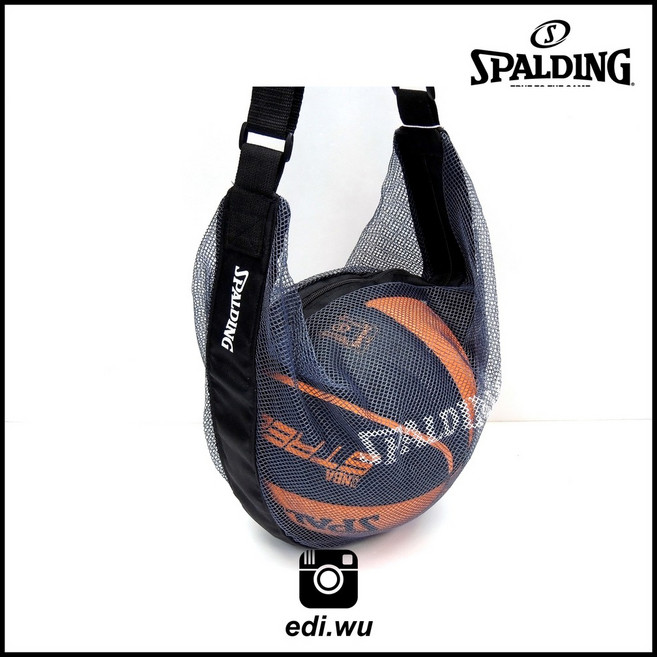 SPALDING 單顆裝籃球袋 網袋 肩背可調式, 斯伯丁(不挑色), 1個