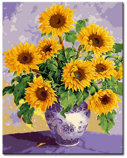 DIY캔버스페인팅 명화그리기 액자 그림 세트 유화 - 정물 40x50, S63_해바라기꽃병, 1개