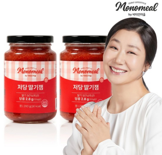 모노밀 저당 딸기잼 알룰로스 280g x 2개, 없음