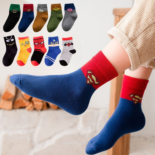 스타일럭 히어로 아기 어린이 키즈 양말 5켤레세트 마블 어벤져스 DC