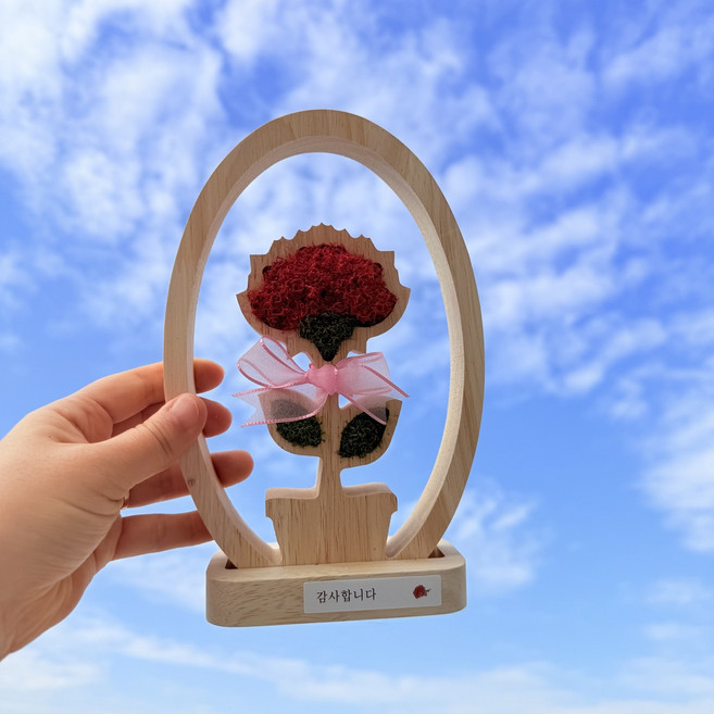 어버이날선물 시들지않는 카네이션 스칸디아모스 바구니형 액자 부모님선물, 1개, 1송이