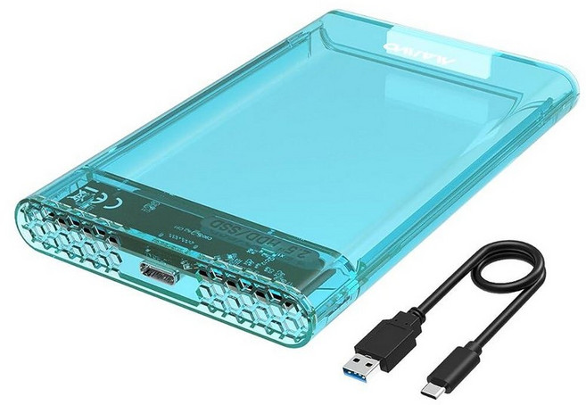 MAIWO 7mm 9.5mm 2.5인치 SATA SSD/HDD용 외장 하드 드라이브 인클로저 5Gbps USB C to 어댑터 보관 케이스 6TB 용량 (블랙)_175999, Blue_175999