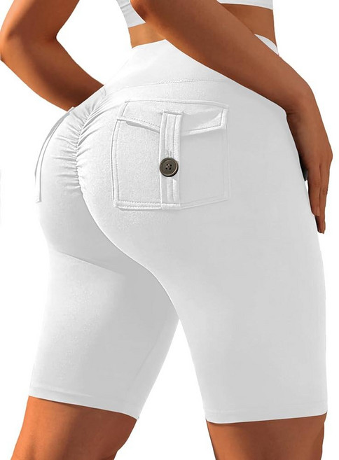 Avanova Women Booty Biker Shorts with Pockets Scrunch Butt Lifting Shorts Knee Length for Gym Work