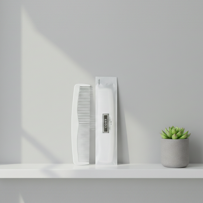 일회용 일자빗 개별포장, 50개, 화이트