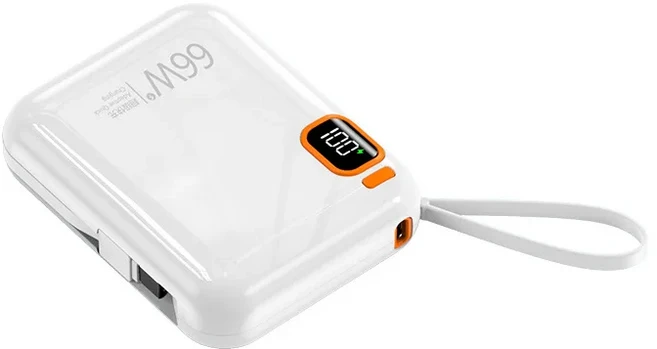 20000mAh 대용량 신형 66W 고속 충전 파워뱅크 내장 케이블 양방향 휴대폰, 01 10000mAh, 01 White