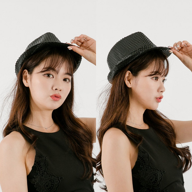 파티쇼 반짝이 신사 모자 무대 의상 파티 용품 연극 공연 행사, 블랙