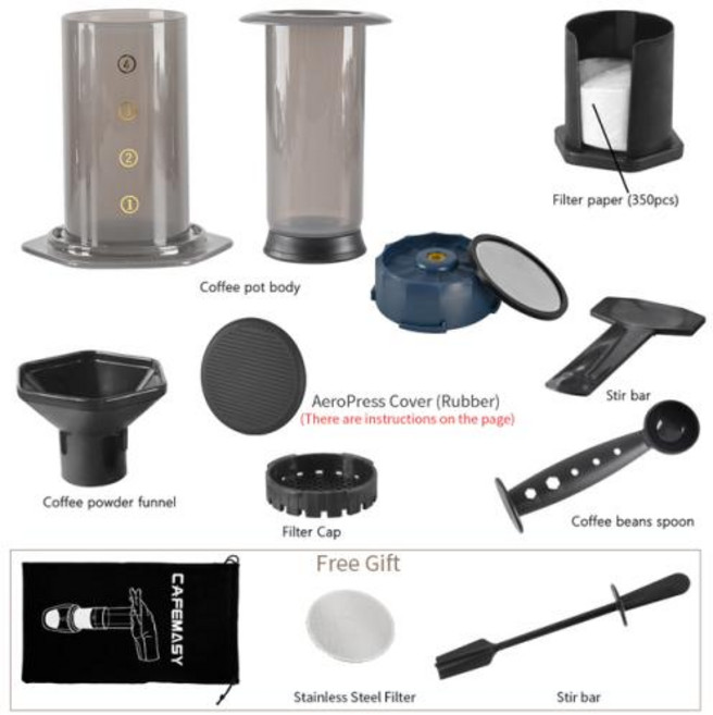 에어로프레스 CAFEMASY 에스프레소 커피 메이커 휴대용 프렌치 바리스타 도구 커피 포트 에어 커피 머신 에어 필터 포함