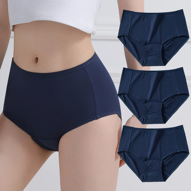 3매 캐리루시 4중철벽방어 티 안 나는 순면 빅사이즈 하이웨스트 요실금 팬티
