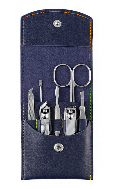 휴대용 파우치 실버 손톱깍이 7종 세트, 1세트, 네이비