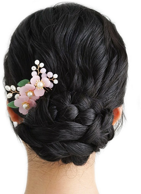 엘블랑꼬 웨딩코사지 한복뒤꽂이 헤어 악세사리 봉선화(빗핀타입)