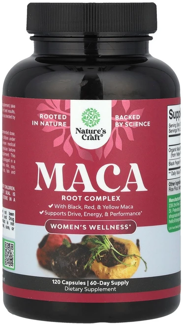 Nature's Craft Women's Wellness Maca Root Complex 120 Capsules, 120 count, 1개 - 쿠팡