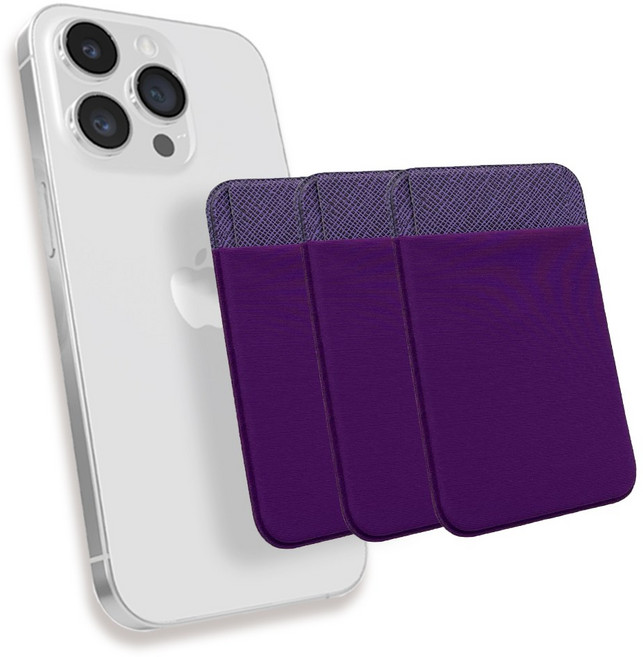 스마트폰 라이크라 부착형 카드지갑 3개, 라이크라 퍼플