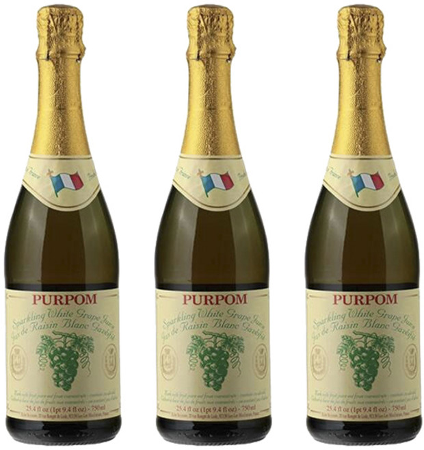 쁘아뽐 스파클링 화이트 그레이프 주스, 3개, 750ml