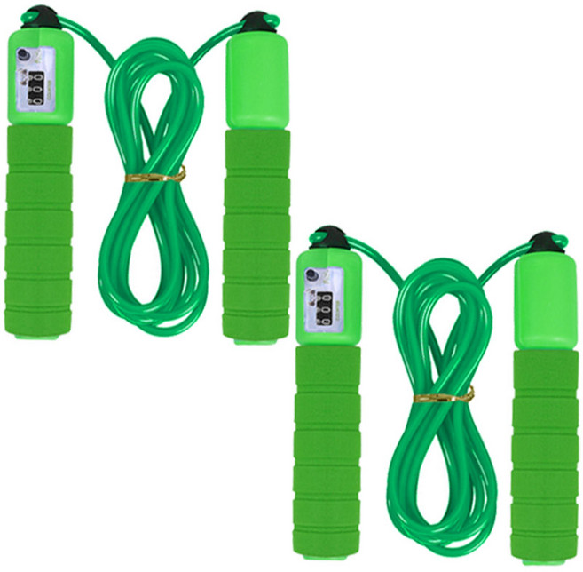 [2개 묶음](A형 카운터 줄넘기 1P+1P=2P) 헬스용 다이어트용 유산소운동, 그린, 2개