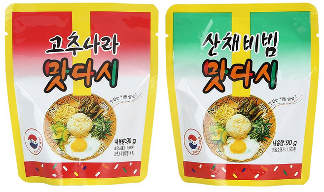 군납용 정품 맛다시 90g 10봉 (산채비빔5봉+고추나라5봉) 최근제조일 빠른발송, 10개