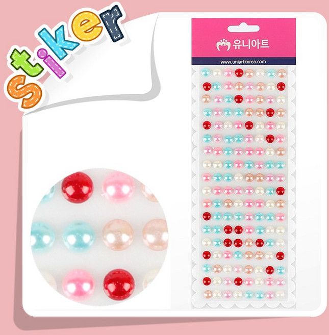 꾸미기 DIY 재료 스티커 6 / 유니아트 비즈스티커 105종 다꾸 다이어리 DIY 미술재료, 1개, 비즈스티커 09번