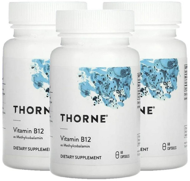 쏜리서치 비타민B12 메틸코발라민 Thorne Vitamin B12 1mg 60캡슐 3병, 60정, 3개