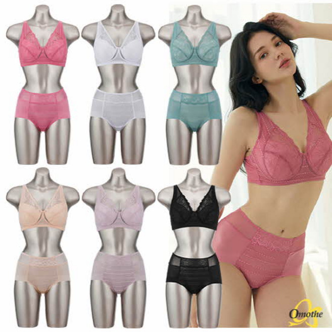 [빅사이즈 빅컵] 오모떼 에어글램 홈쇼핑 히트 여자 속옷 노와이어 ABCDE빅컵 브라 팬티 6세트