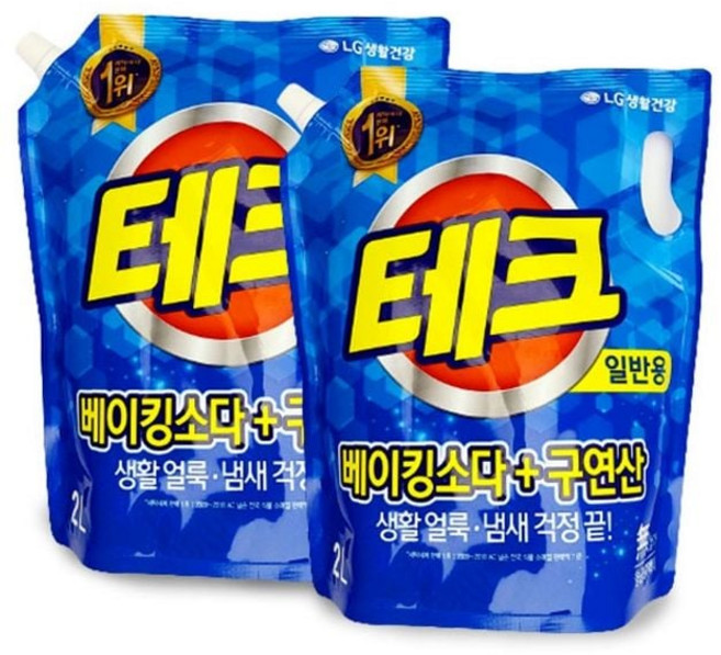 앨지 테크 베이킹소다 구연산 액체세제 2l 1+1 주방세제 세탁세제 거품세제, 2개