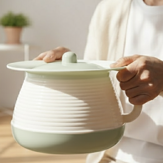 픽스캐치 이동식 화장실 간이 휴대용 손잡이 요강, 1개, 그린