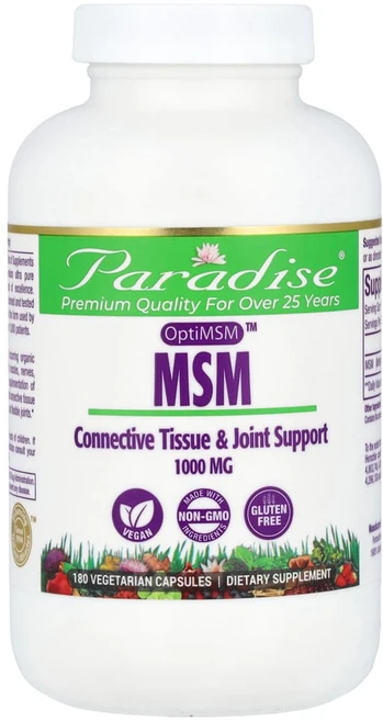 파라다이스 허브 OptiMSM MSM 1000mg 180캡슐 유기황 식이유황 엠에스엠, 1개, 180정 - 쿠팡