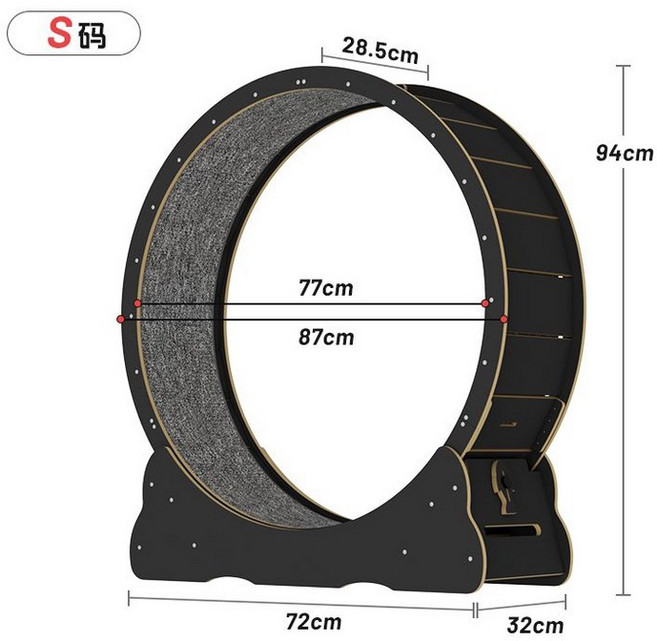 캣휠 원목 고양이 캣워커 런닝머신 저소음, 팬텀 블랙 S 사이즈  3.5kg 이내 권장, 1개
