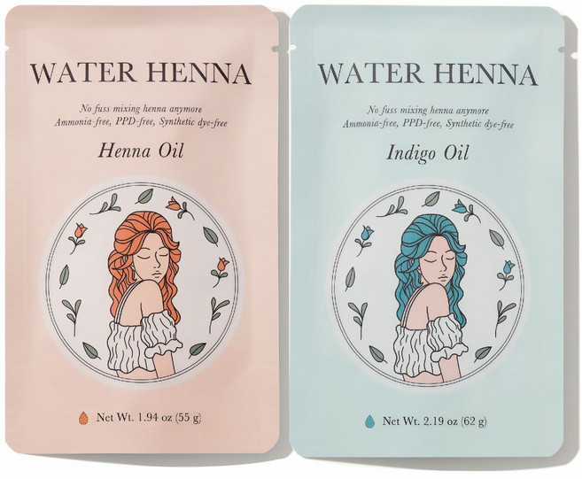 [ 워터헤나 ] 헤나 & 인디고 각 1세트 총 2개 세트 - 천연헤나염색약 260g 화학색소 0% 천연염색 100%, 1개