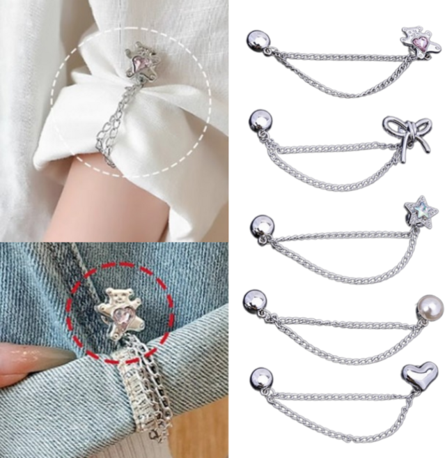 슈리팜 바지 기장 줄이기 이중체인 옷고정 자석, 2개, 곰돌이