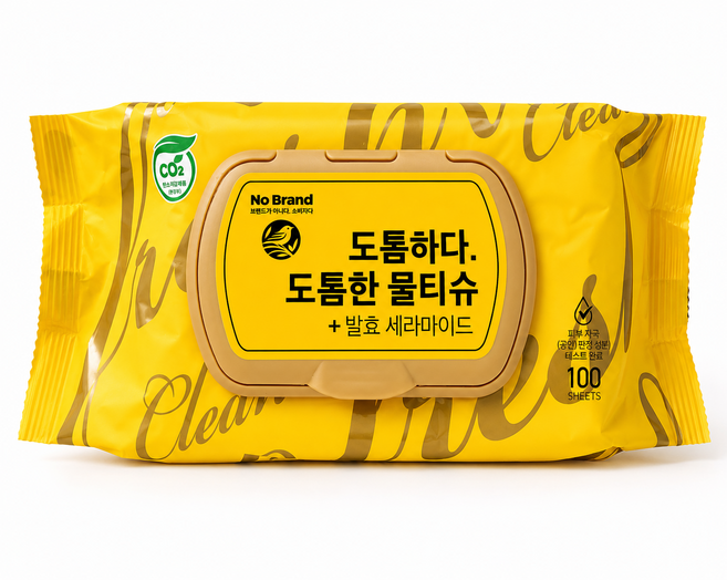 노브랜드 도톰한 캡형 물티슈 100매, 24개, 305g