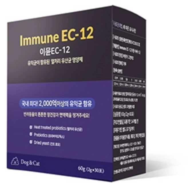 네이버 펫네이버 펫 이뮨이씨EC-12 (immune EC-12) 강아지유산균 30포, 30회분, 장건강/유산균, 1개 - 쿠팡