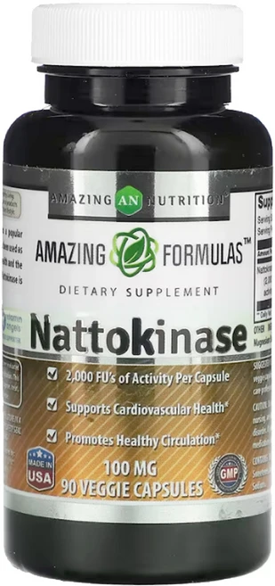 어메이징뉴트리션 낫토 Natto kinases 나토 키나제 나토키나아제 90캡슐, 나토키나아제 100mg 베지 캡슐 90정, 1개, 90정 - 쿠팡