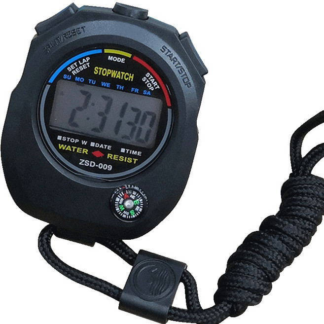 雙道碼表 計數器 跑步 田徑 走路 單車 多功能碼錶 運動計數器 煮茶計時 鬧鐘, 1個, 1支, 黑色
