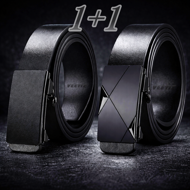 VEETIZ 남성 소가죽 정장 자동 벨트 캐주얼 남자 허리띠 (길이조절가능)