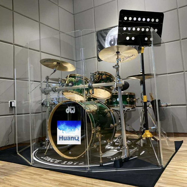 드럼 아크릴 커버 방음 소음감소 파티션 재즈 음악, 1개, 드럼 방음부스 - 166 x 60cm