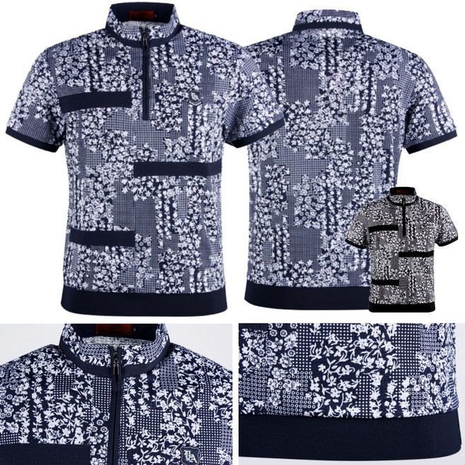 남자 꽃무늬 믹스 패턴 골프 반팔셔츠 프리미엄 골프웨어 골프복 여름