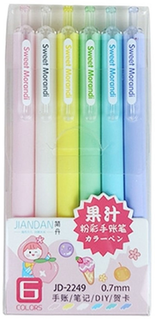 JS購物 果凍 DIY手賬筆 可愛創意繪畫筆 彩色記號筆 塗鴉 日記, 1套, 果凍色多彩筆【6入 / 組】, 1組