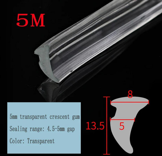 창 씰링 포장 스트립 카드 슬롯 갭 씰 투명 도어 방음 홈 하드웨어, [07] Transparent 5mm 5M, 1개